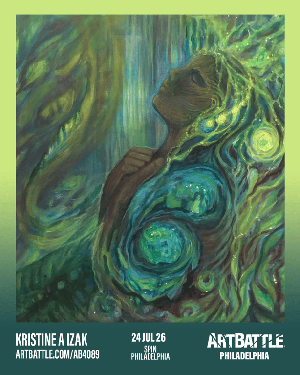 Promotional asset for Art Battle Philadelphia on July 24, 2026: ab4089_kristin a izak.png.