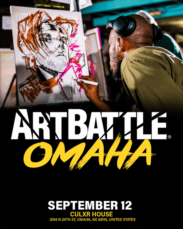Promotional asset for Art Battle Omaha on September 12, 2026: ab4066_ads_slide.gif.