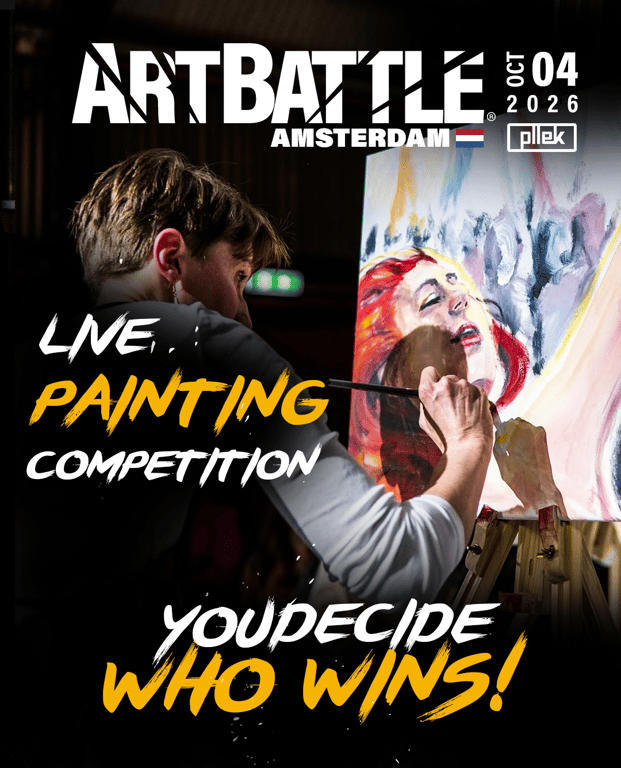 Promotional asset for Art Battle Amsterdam on October 4, 2026: ab-amsterdam-poster-2.png.