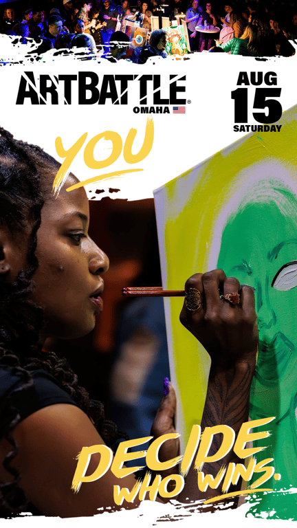 Promotional asset for Art Battle Omaha on August 15, 2026: ab4063_ads_9-16.png.