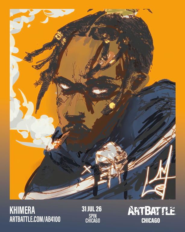 Promotional asset for Art Battle Chicago on July 31, 2026: ab4100_khimera.png.