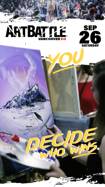 Promotional asset for Art Battle Vancouver on September 26, 2026: ab4069_ads_9-16.png.
