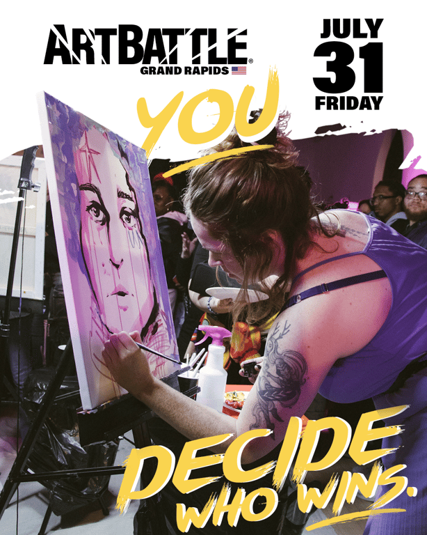 Promotional asset for Art Battle Grand Rapids on July 31, 2026: ab4112_ads_3-4.png.