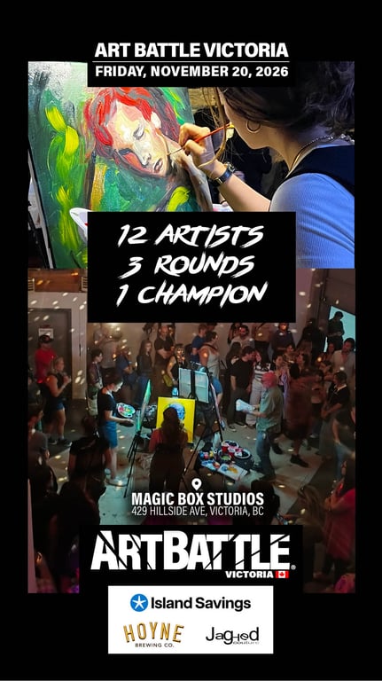 Promotional asset for Art Battle Victoria on November 20, 2026: AB4155 - Victoria - 20NOV2026A4.jpg.