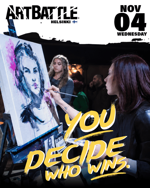 Promotional asset for Art Battle Helsinki on November 4, 2026: ab4142_ads_4-5.png.