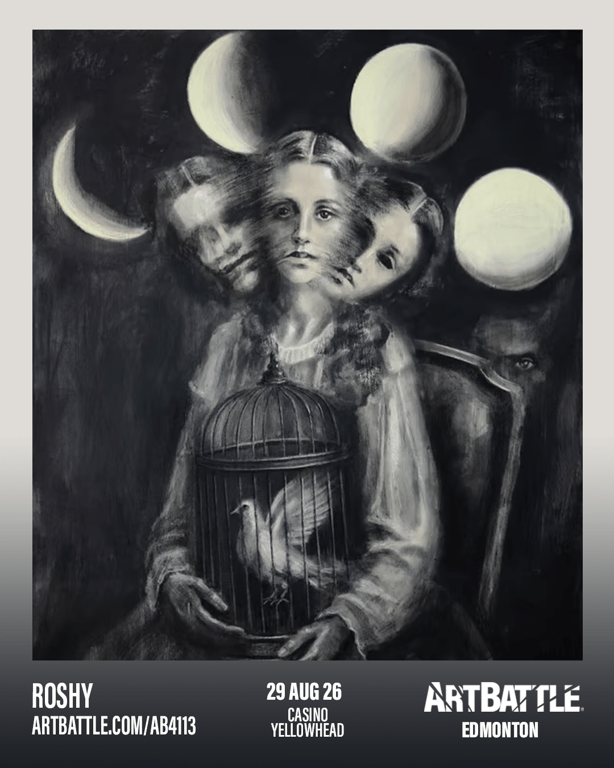 Promotional asset for Art Battle Edmonton on August 29, 2026: ab4113_roshy.png.