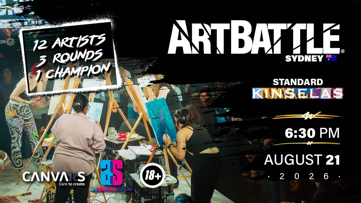 Promotional asset for Art Battle Sydney on August 21, 2026: AB4037 - Sydney - 21AUG2026_w_sponsors_A2.jpg.