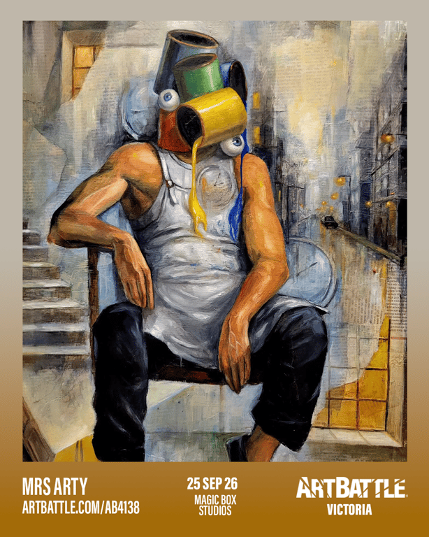 Promotional asset for Art Battle Victoria on September 25, 2026: ab4138_mrs arty.png.