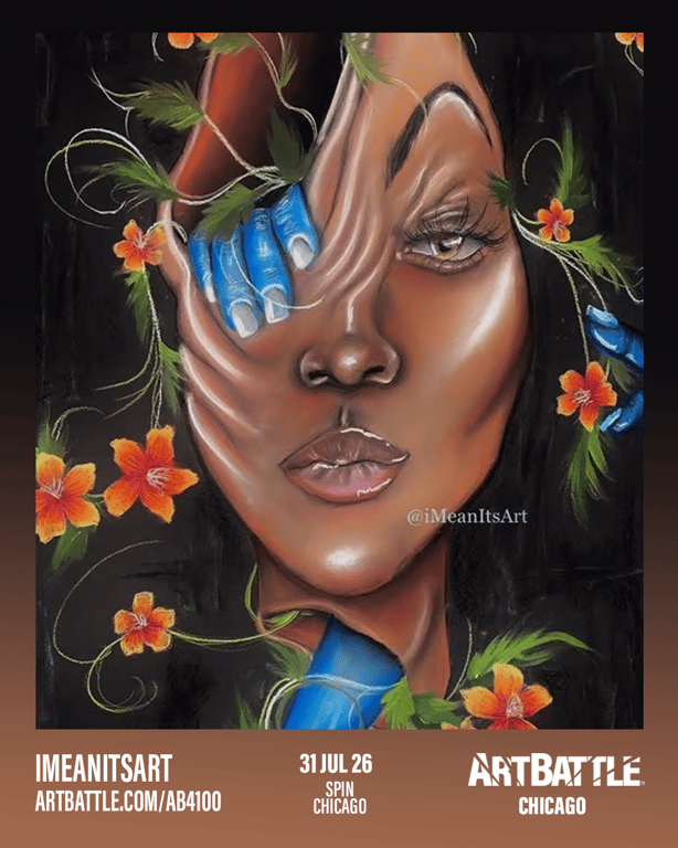 Promotional asset for Art Battle Chicago on July 31, 2026: ab4100_imeanitsart.png.