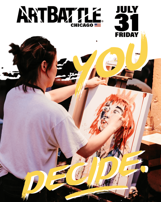 Promotional asset for Art Battle Chicago on July 31, 2026: ab4100_ads_3-4.png.