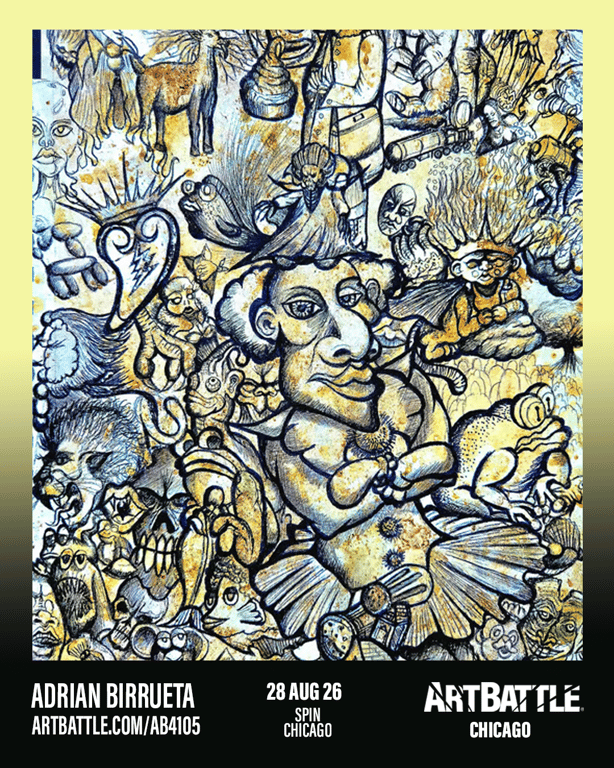 Promotional asset for Art Battle Chicago on August 28, 2026: ab4105_adrian birrueta.png.