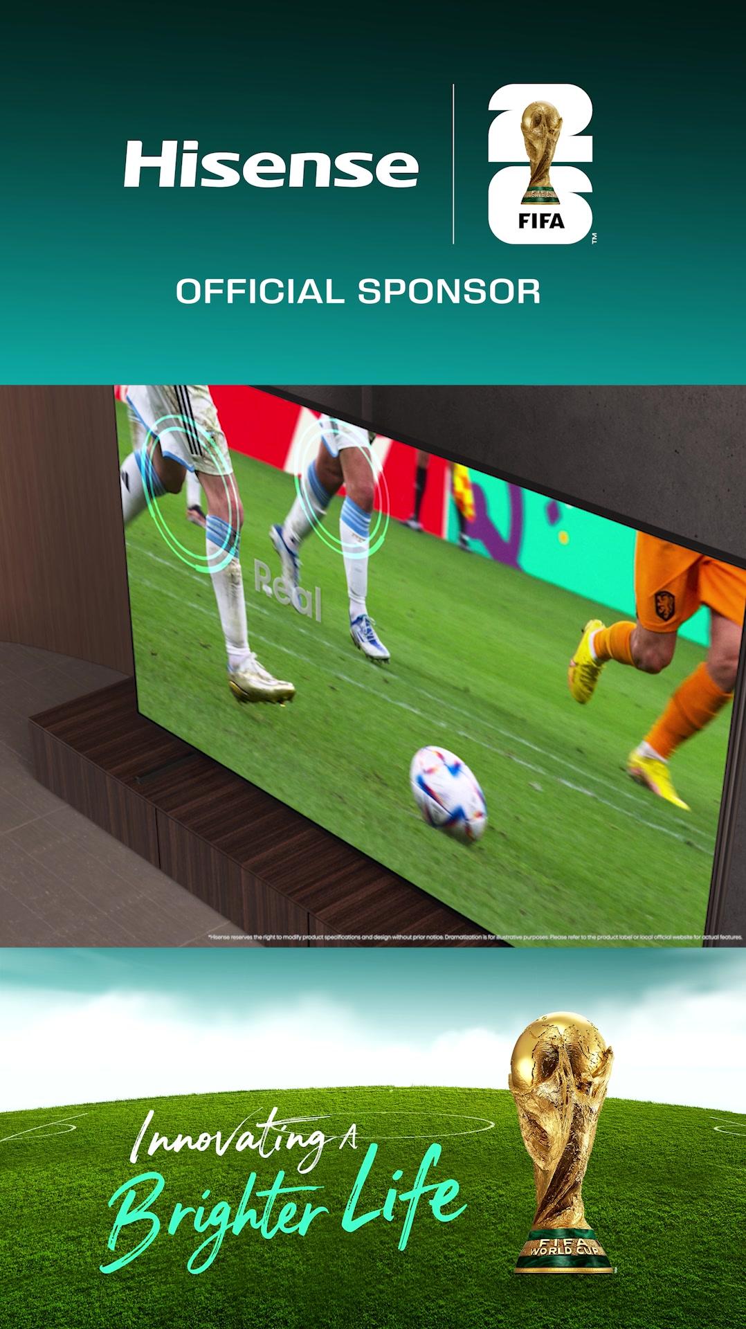 With Hisense MiniLED TV, prepare to experience the FIFA World Cup 2026™️ with stunning clarity, massive scale, and unmatched excitement. مع تلفاز هايسنس المزوّد بتقنية MiniLED استعد لبطولة كأس العالم 2026 بوضوح ونقاء استثنائي، في أجواءٍ مشوّقة لا مثيل لها. #Hisense #HisenseME #FIFA2026 #MiniLED