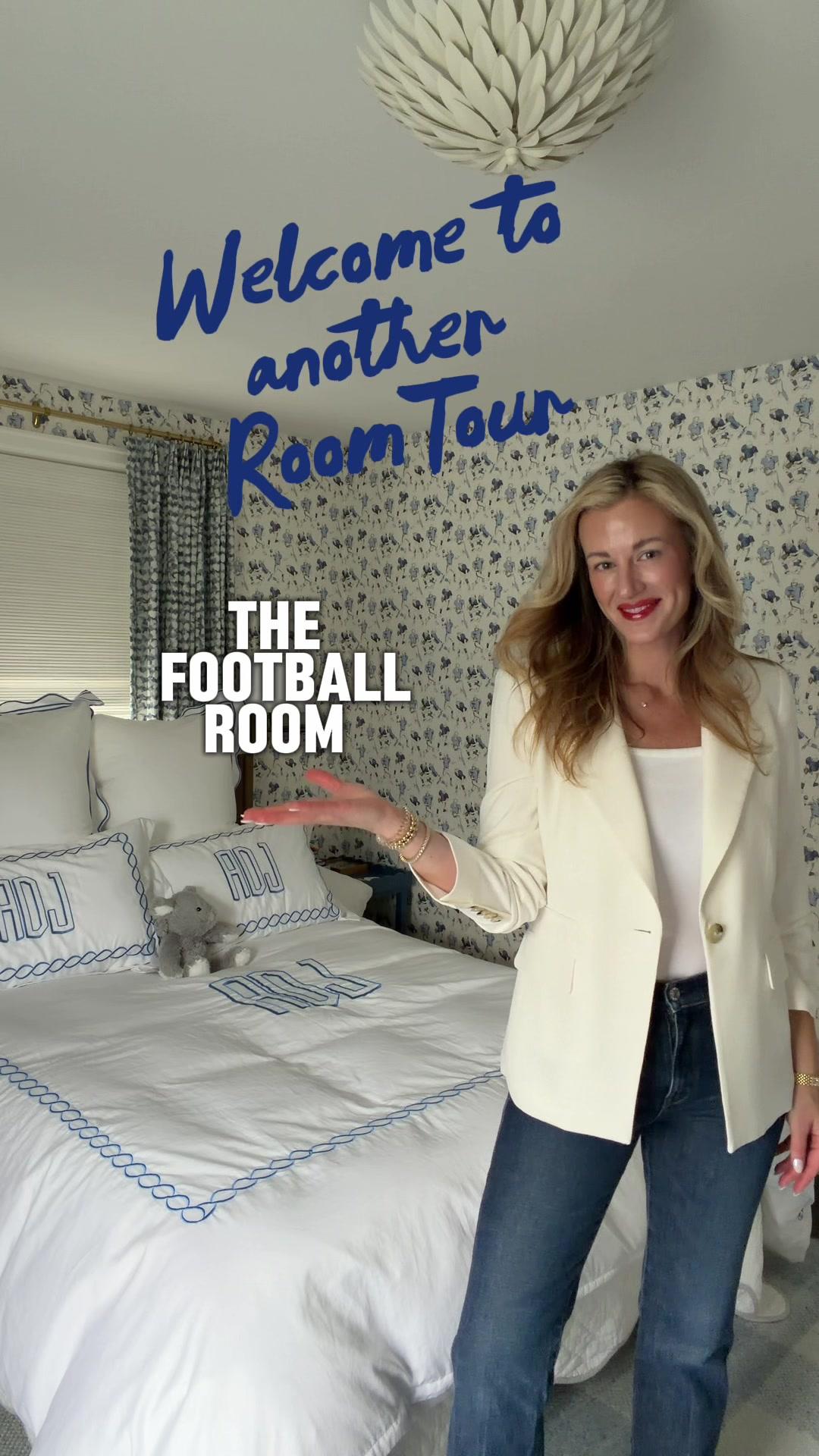 🏈💙 Room Tour: The Football Room. Featuring all the design elements including our latest find from @BobsDiscountFurniture #BobsPartner @Bob’s Discount Furniture