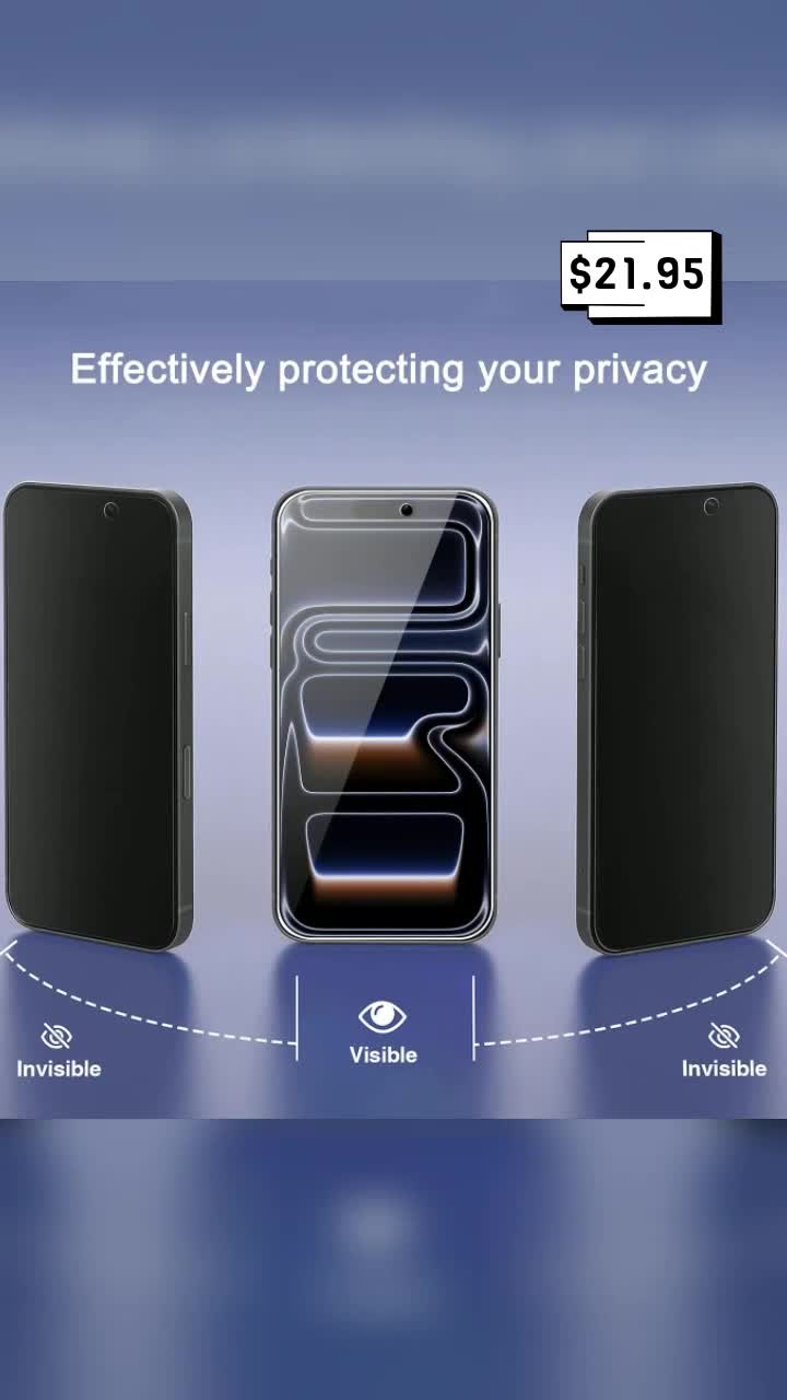 3-Pack iPhone Tempered Glass Privacy Screen Protector:  + Easy Installation Frame