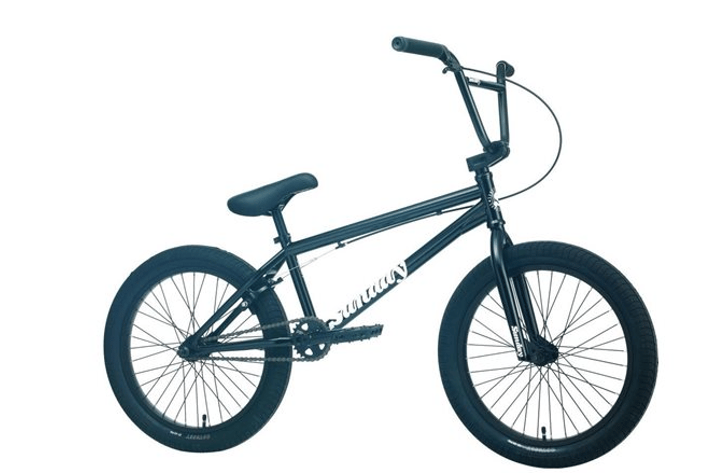 Svart Sunday Scout 20 BMX-sykkel fra siden.