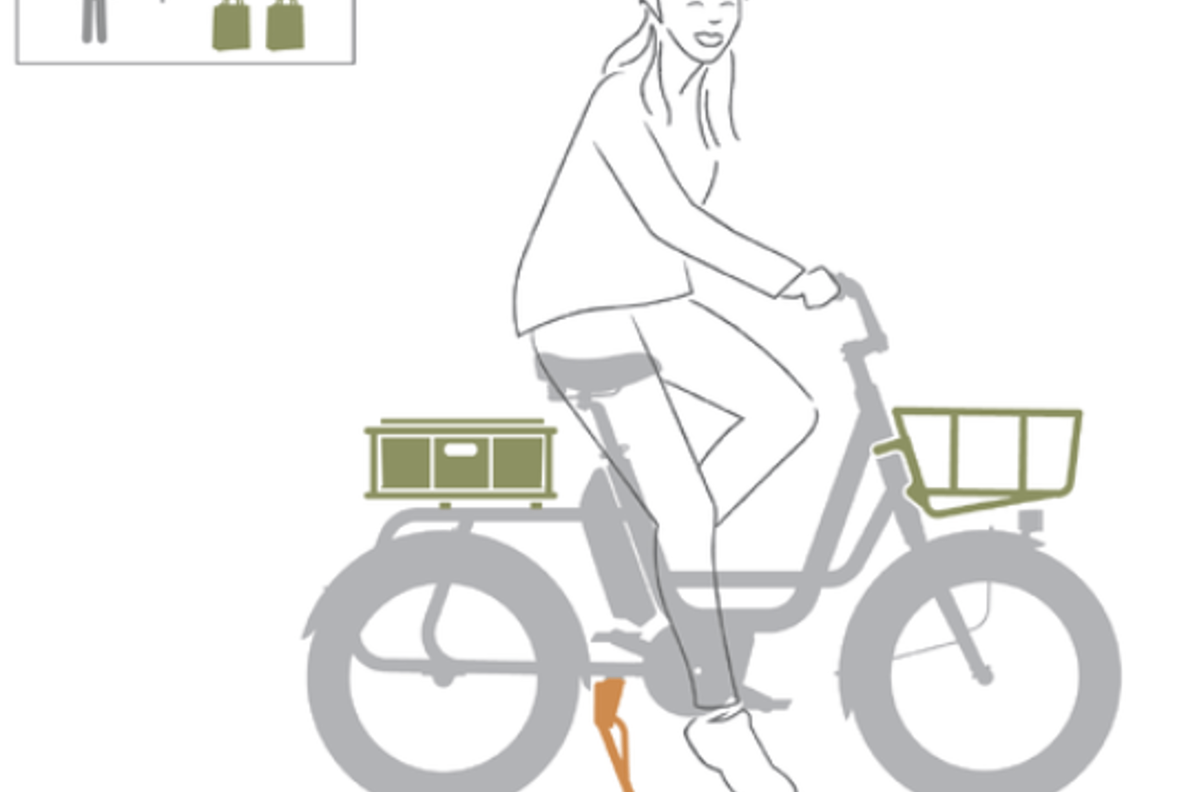 Grønn Benno RemiDemi Cargo A med person som sykler.