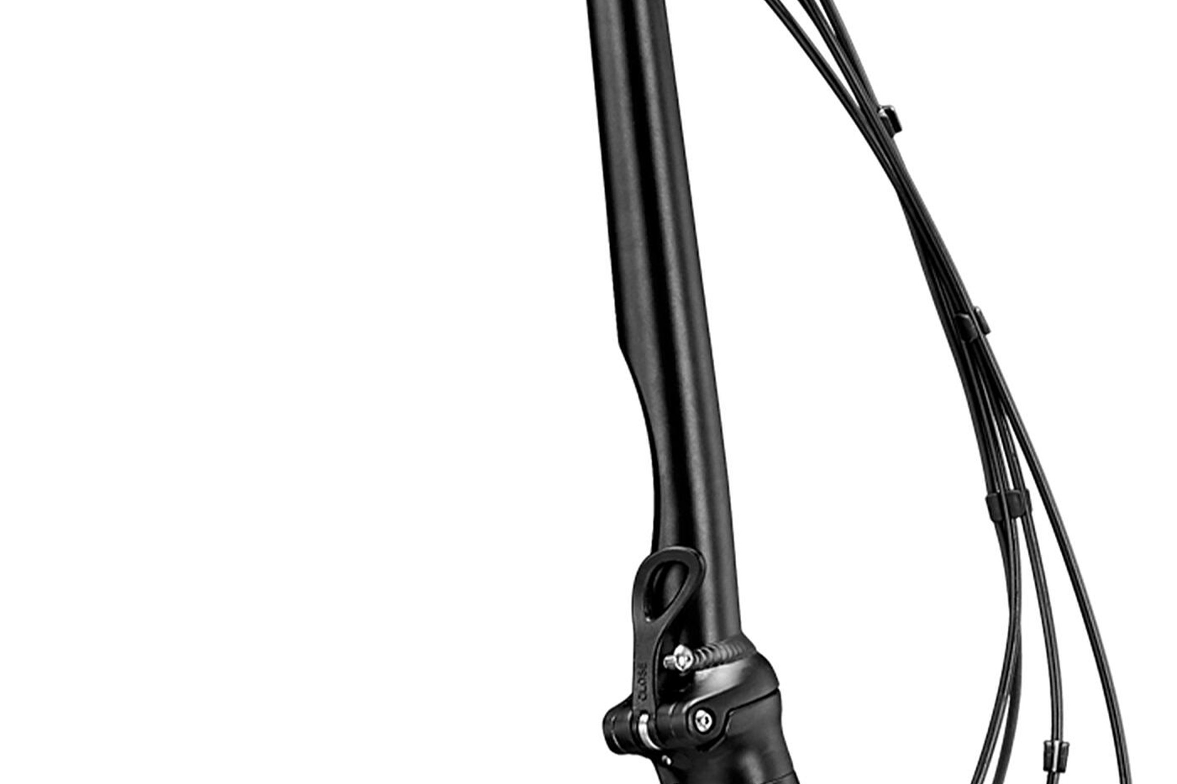 Svart KTM MACINA FOLD 20" detalj av styret og ramme.