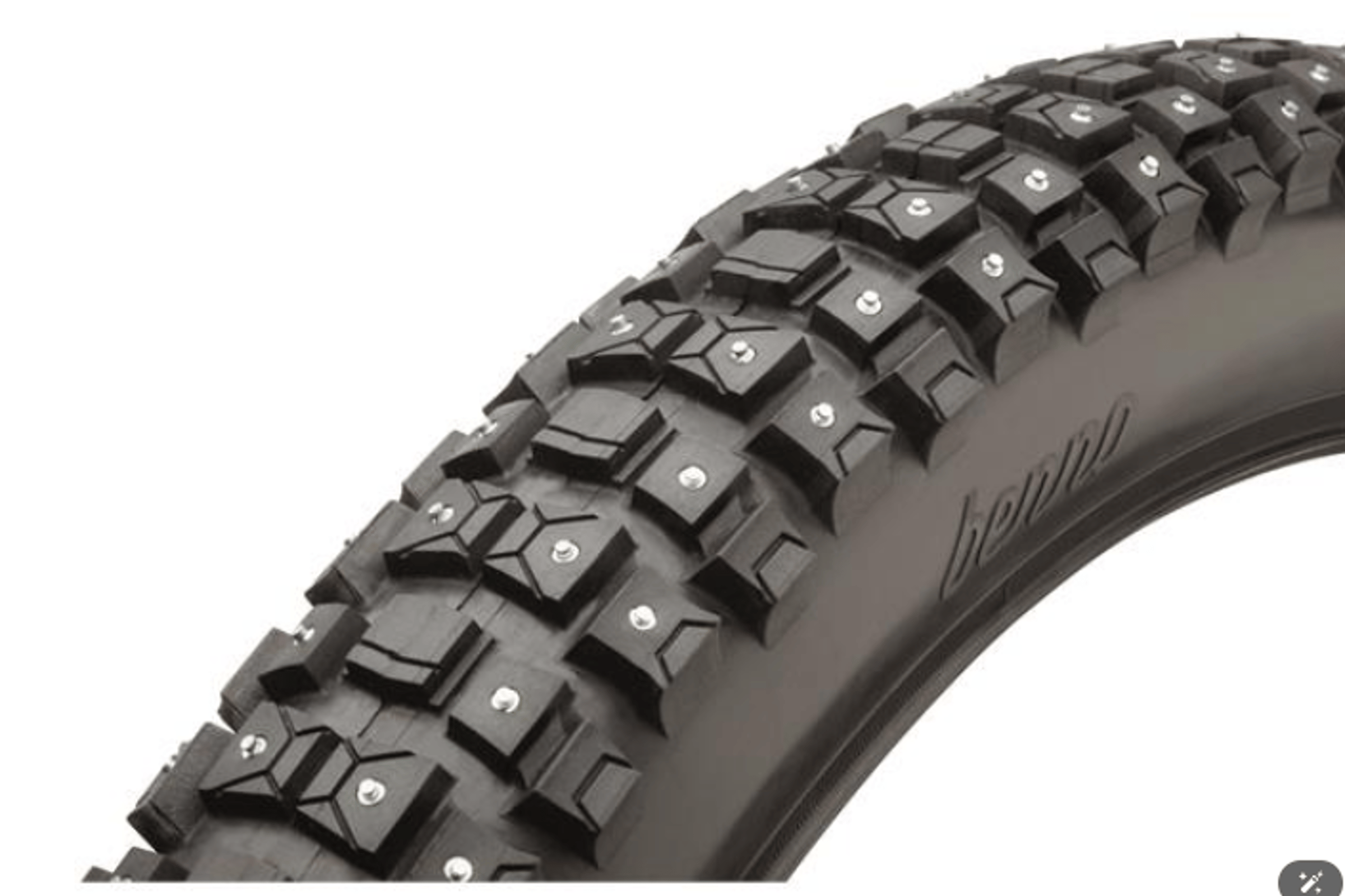 Svart Benno Studded Snow Tire med pigger for vinterkjøring.