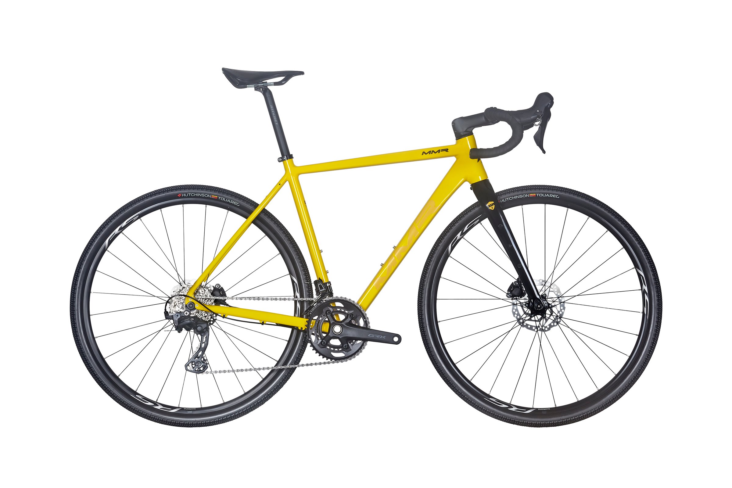Gul MMR X-Grip 10 fra siden, terrengsykkel med slangeløse dekk.