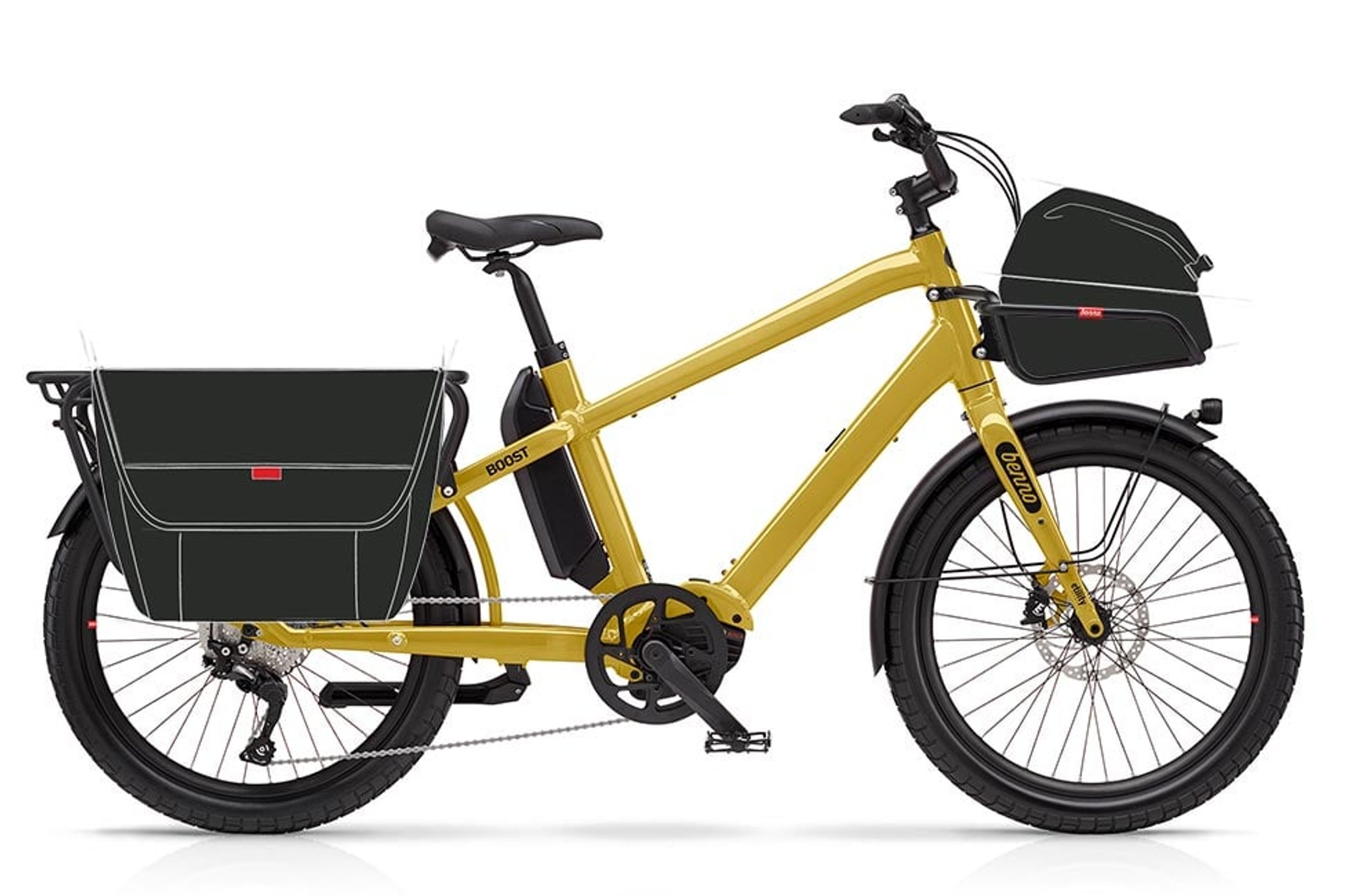 Grønn Benno Boost 10D CX500 fra siden med bagasjebærer.