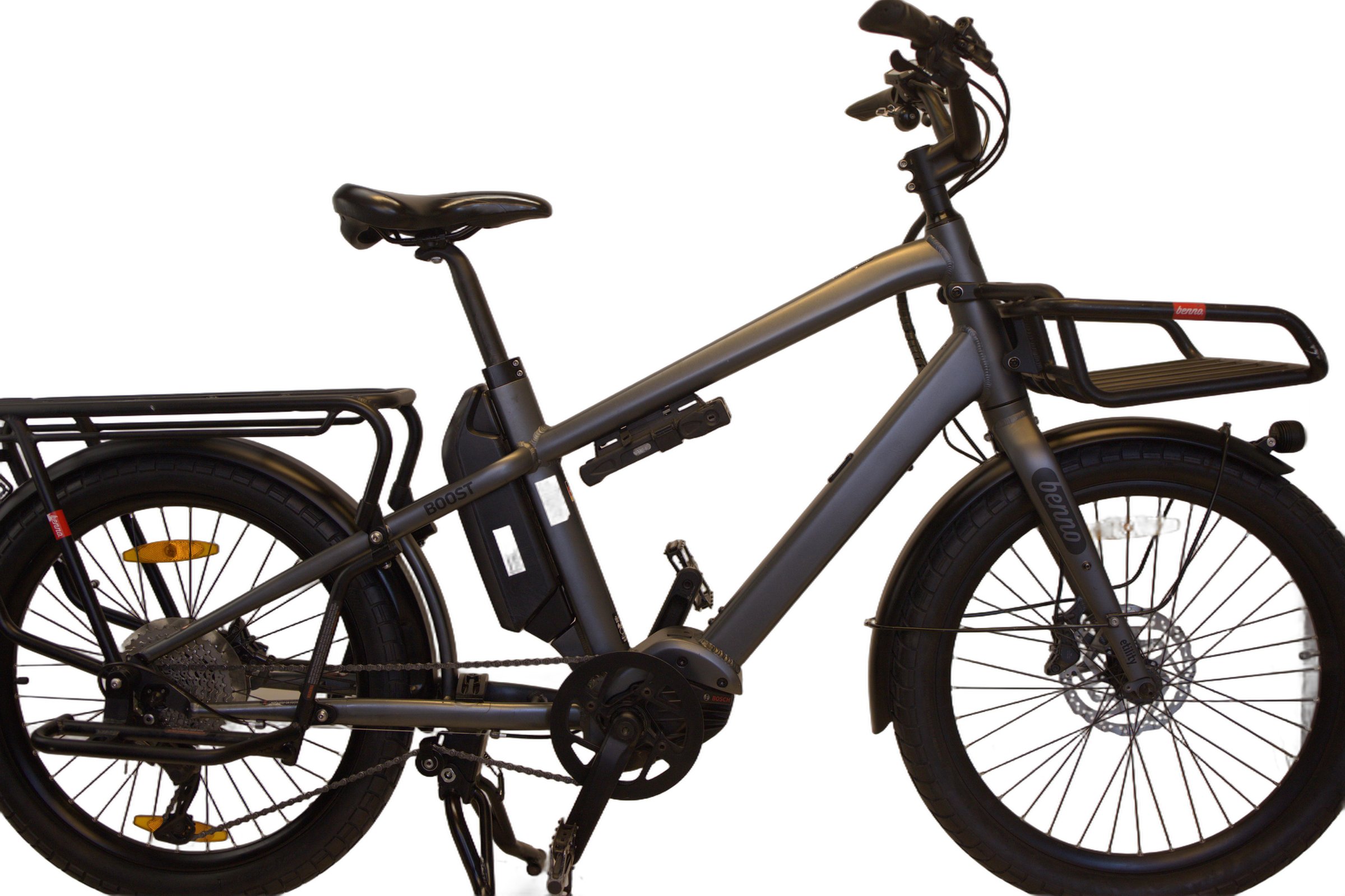 Benno Boost 10D CX500 med  frontbærer, fothvilere, dobbeltstøtte og foldelås