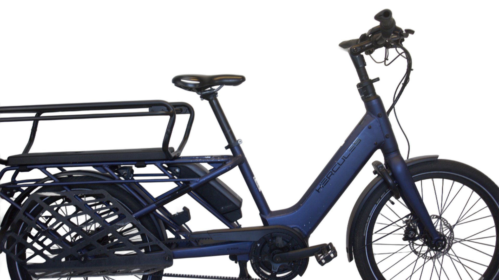 2022 HERCULES ROB FAMILY med setepute, grind og fothviler. Bosch-motor og beltedrift