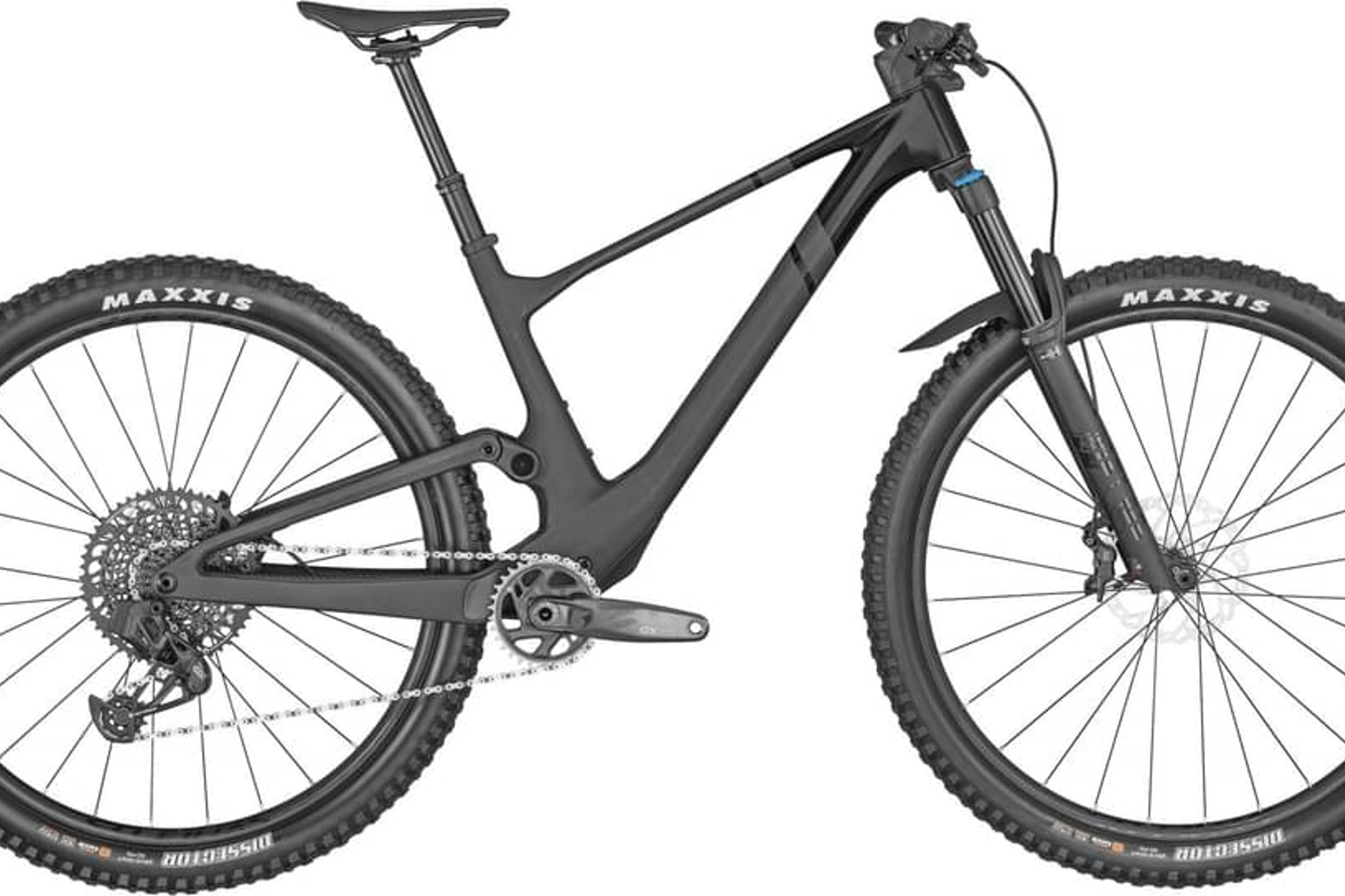 Svart Scott Spark ST 910 fra siden med terrengdekk.