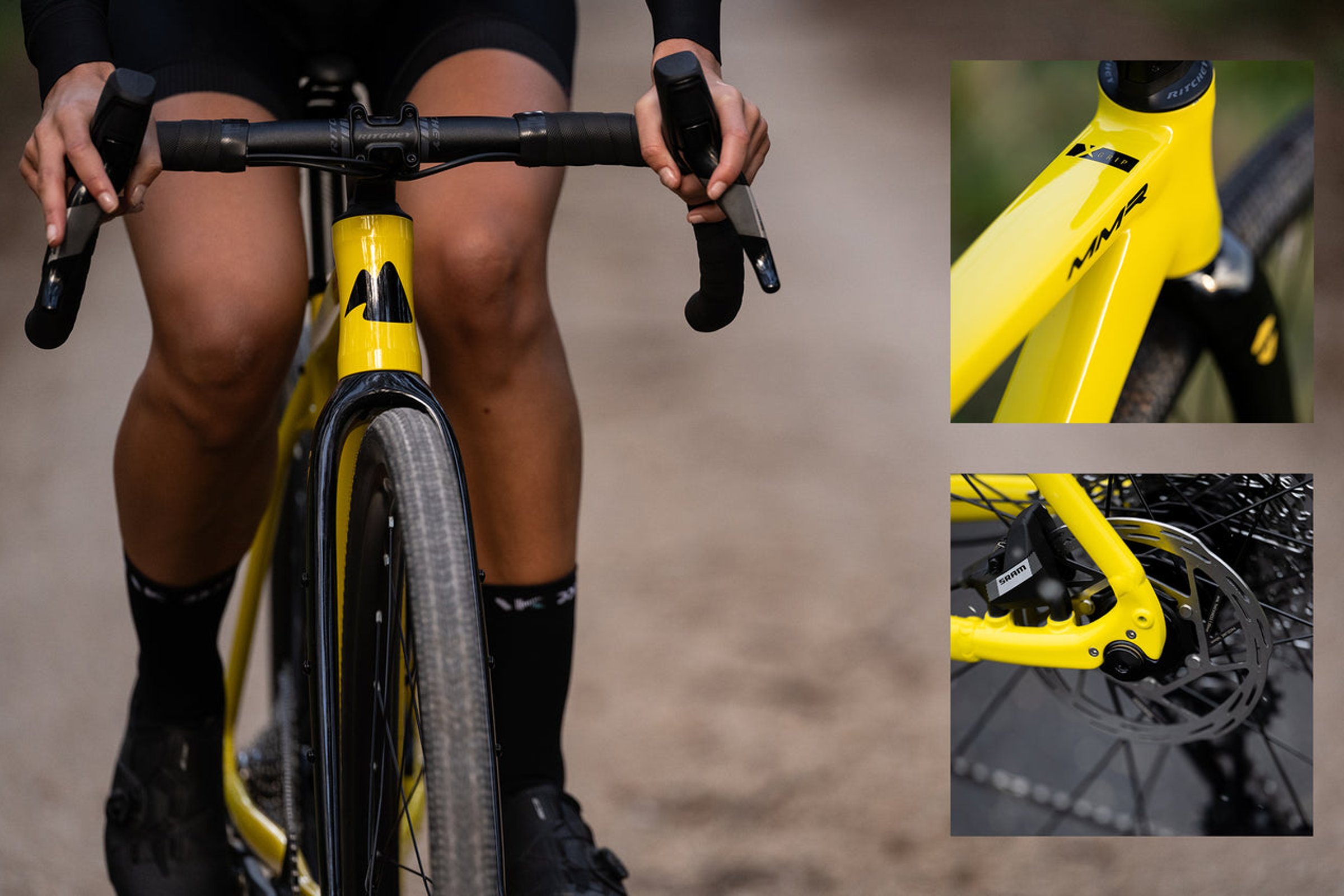 Gul MMR X-Grip 10 syklist med styret i fokus.