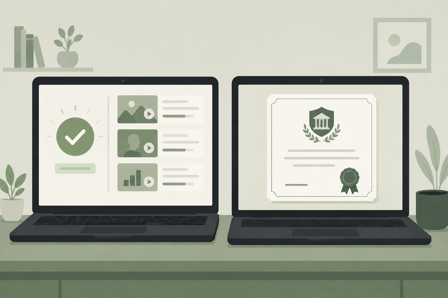 Side-by-side illustration comparing Coursera's subscription model and edX's per-course certificate model
