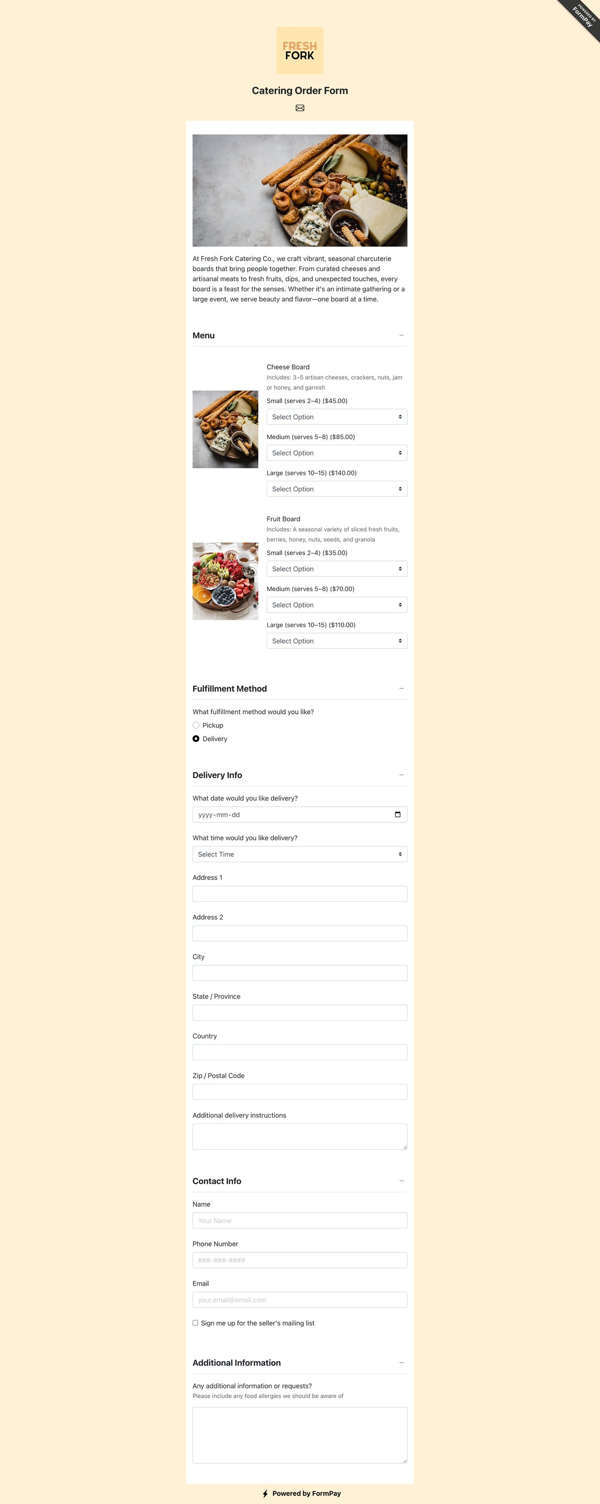 Food Order Template