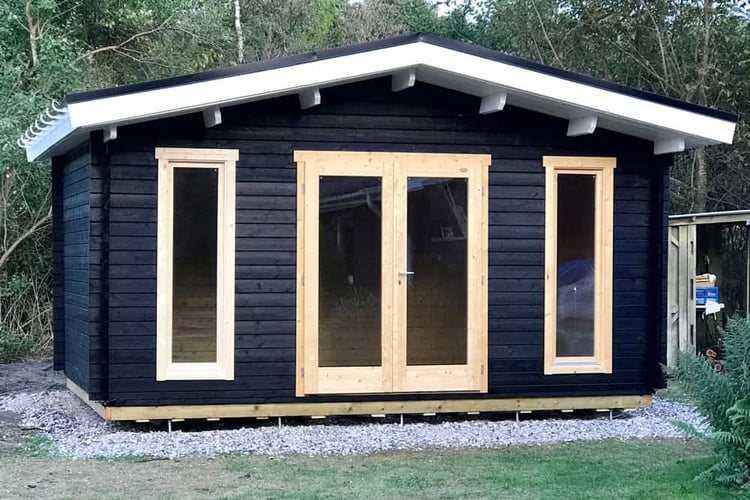 Garden shed foundation made with GroundPlug® Twisters.