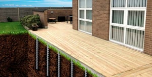 Wooden deck build with GroundPlug Screw Pile Foundations