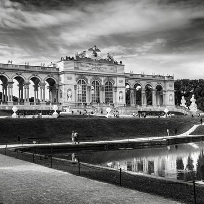 Front facade of Schonbrunn Palace in Vienna