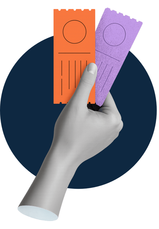 Traveler holding two tickets, symbolizing Blue Dot Tours’ modern approach to global educational travel.