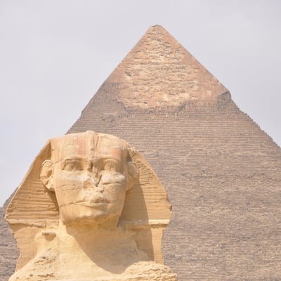 The Great Pyramid and Sphinx under the Egyptian sun