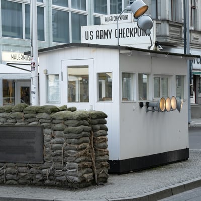 Checkpoint Charlie, a historic Cold War landmark in Berlin