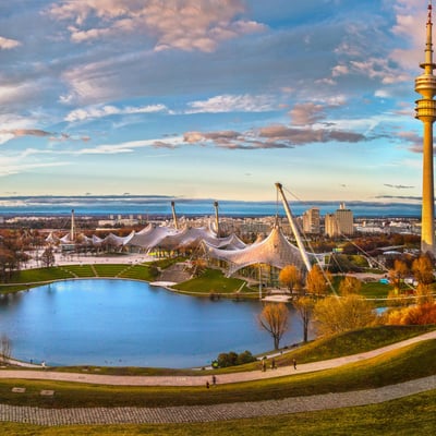 Futuristic rooftops of Olympiapark in Munich
