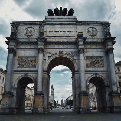 Historic Victory Gate monument in Munich, Germany
