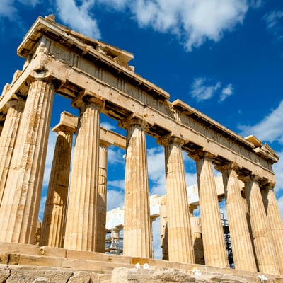 Close-up of the Parthenon atop the Acropolis in Athens