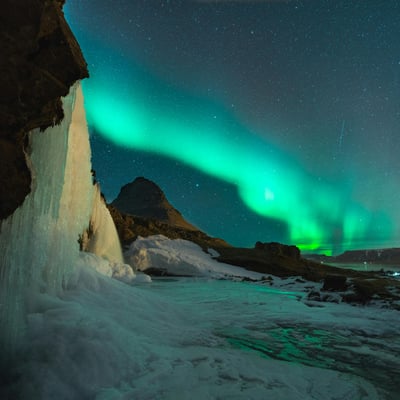 Aurora Borealis lighting the night sky in Iceland