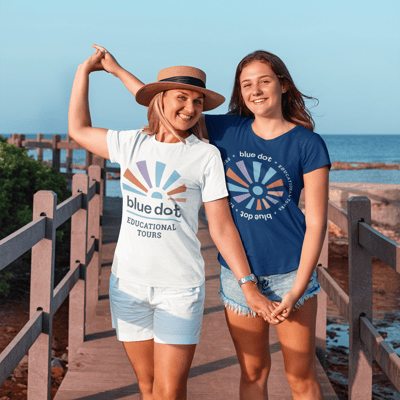 Blue Dot students abroad, symbolizing confidence and peace of mind through included overseas medical coverage