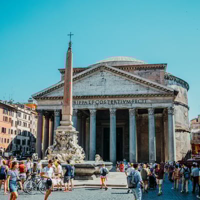 The Pantheon in Rome with its towering classical columns