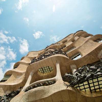 Curved stone facade of Gaudi's Casa Mila in Barcelona