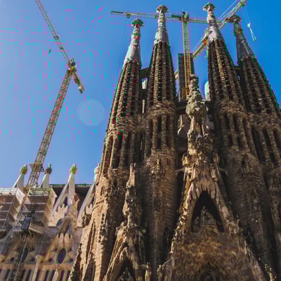 The intricate spires of Sagrada Familia in Barcelona