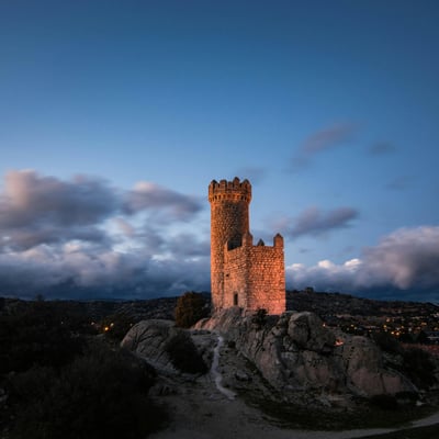 Modern Lodones Tower rising over Madrid