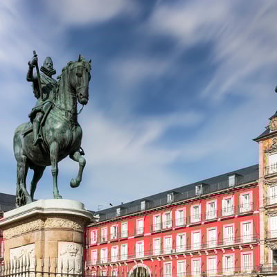 Statue of Philip III in the center of Madrid's Plaza Mayor