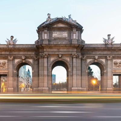 Spain's Puerta de Alcala, a neoclassical gate in the heart of Madrid