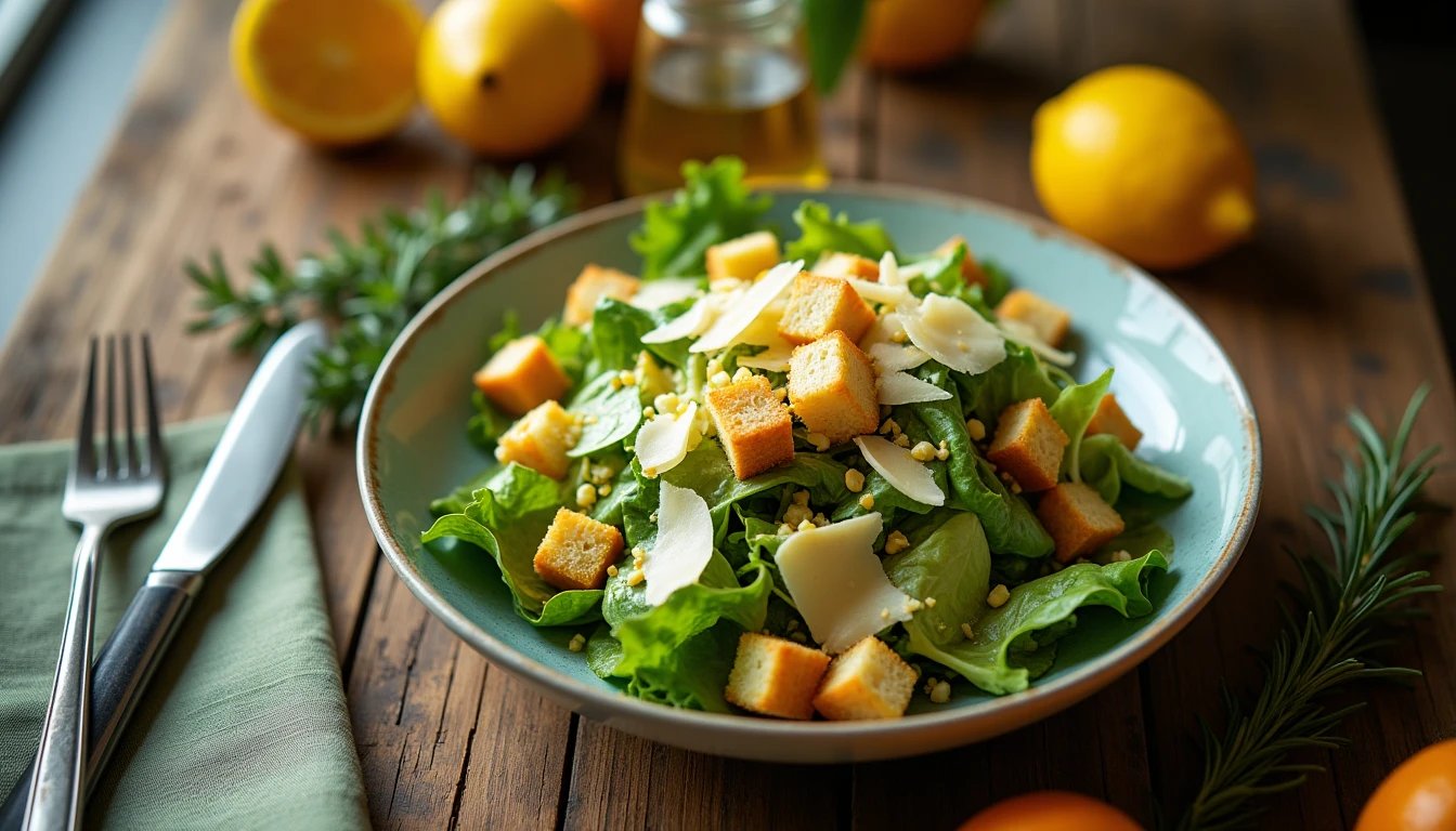 Ingredients for Zesty Crunchy Classic Caesar Salad