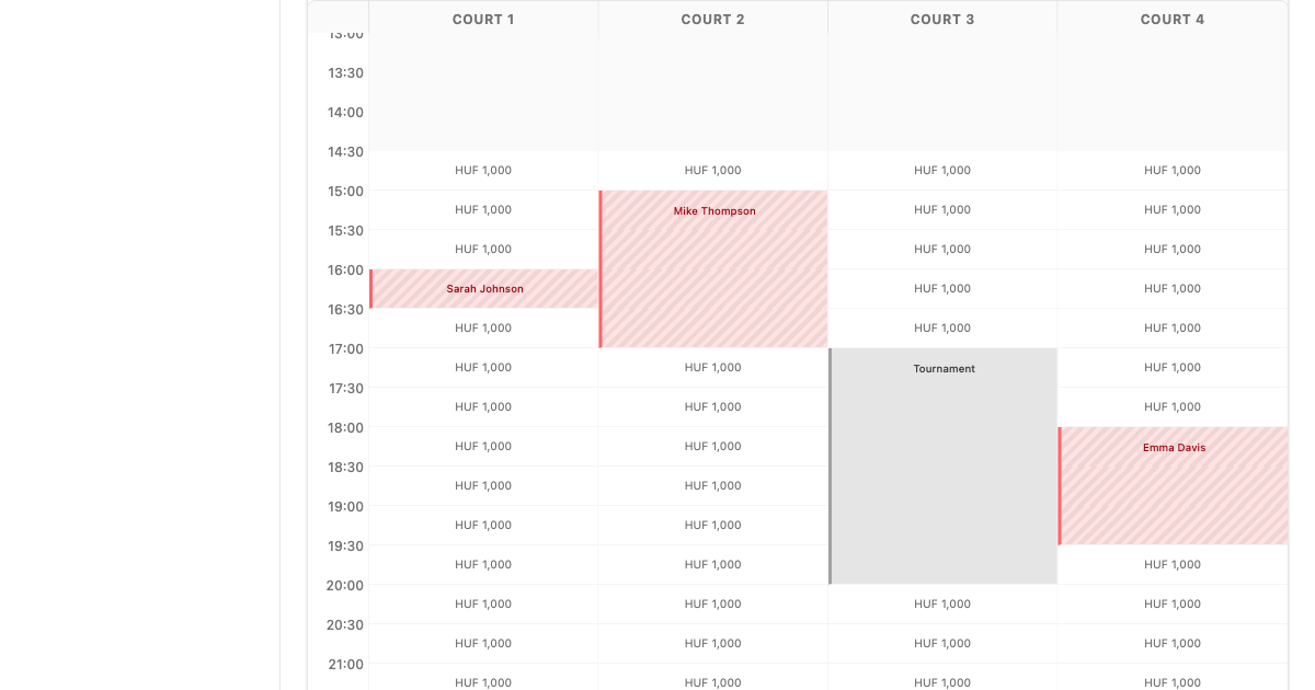 Calendar with grouped multi-slot bookings showing the accent bar