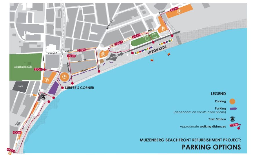 Map showing Muizenberg Beachfront Refurbishment planning